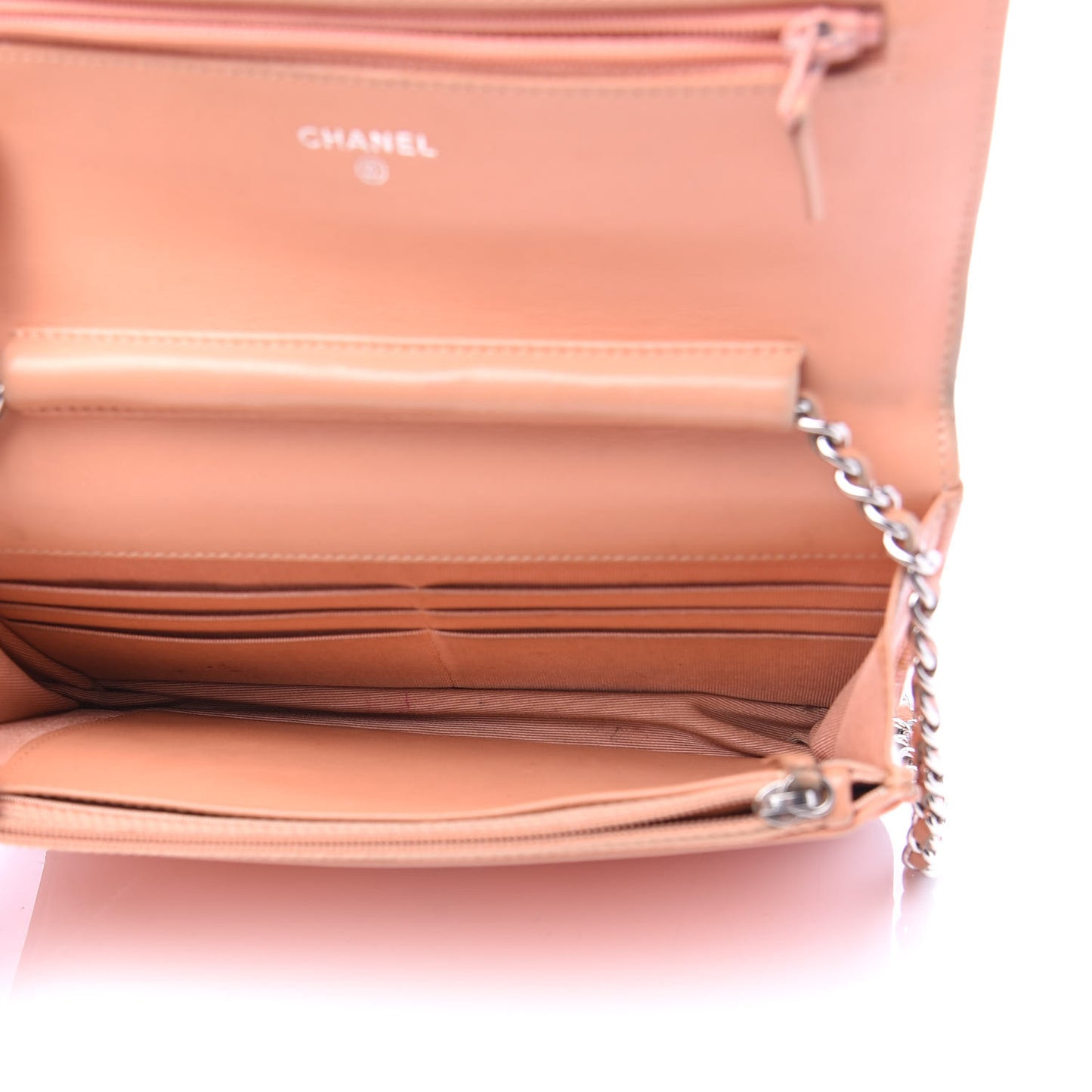 Patent Quilted Wallet On Chain WOC Orange