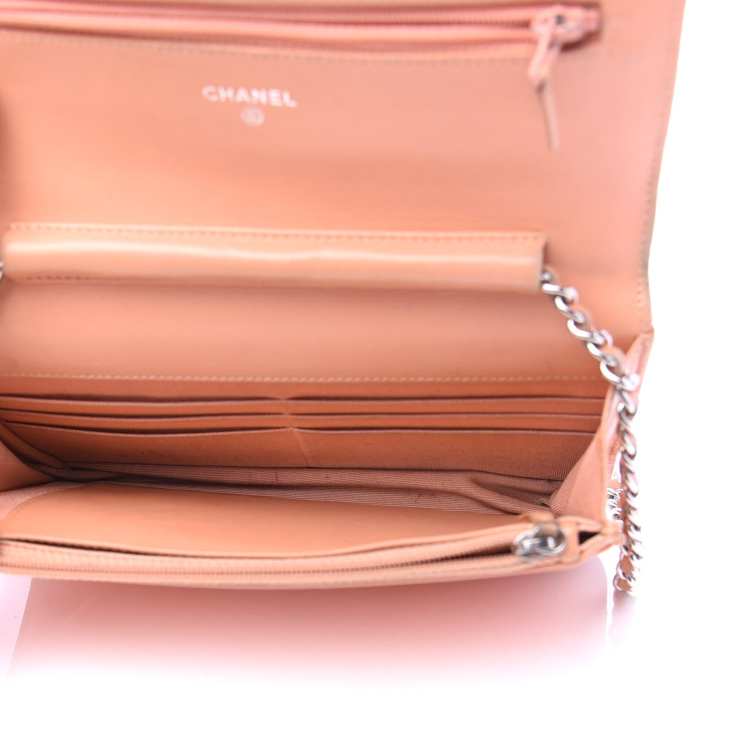Chanel Patent Quilted Wallet On Chain WOC Orange 4 of 10