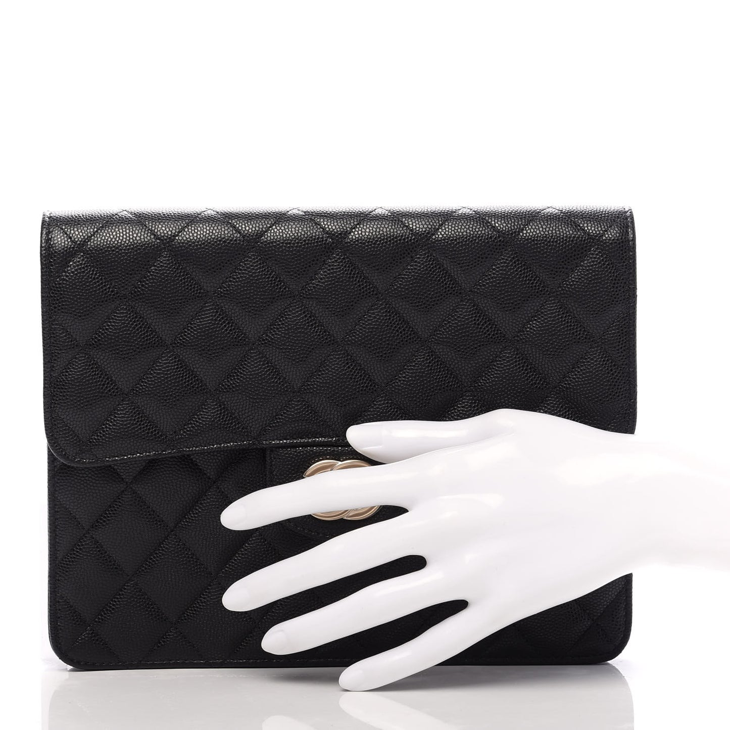 Caviar Quilted Square Flap Clutch Black