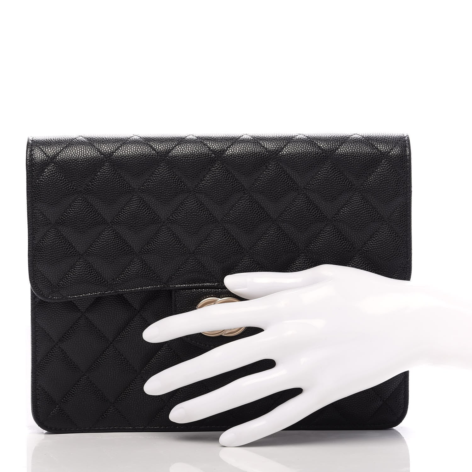 Chanel Caviar Quilted Square Flap Clutch Black 2 of 13