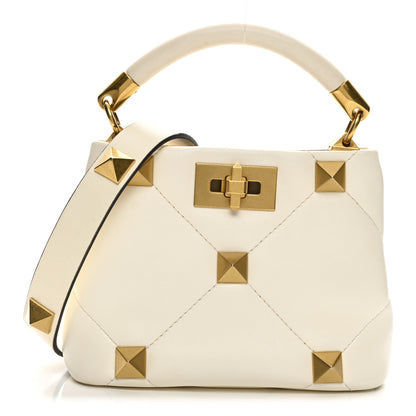 Valentino Garavani Nappa Mini Roman Stud The Handle Bag Ivory 1 of 10