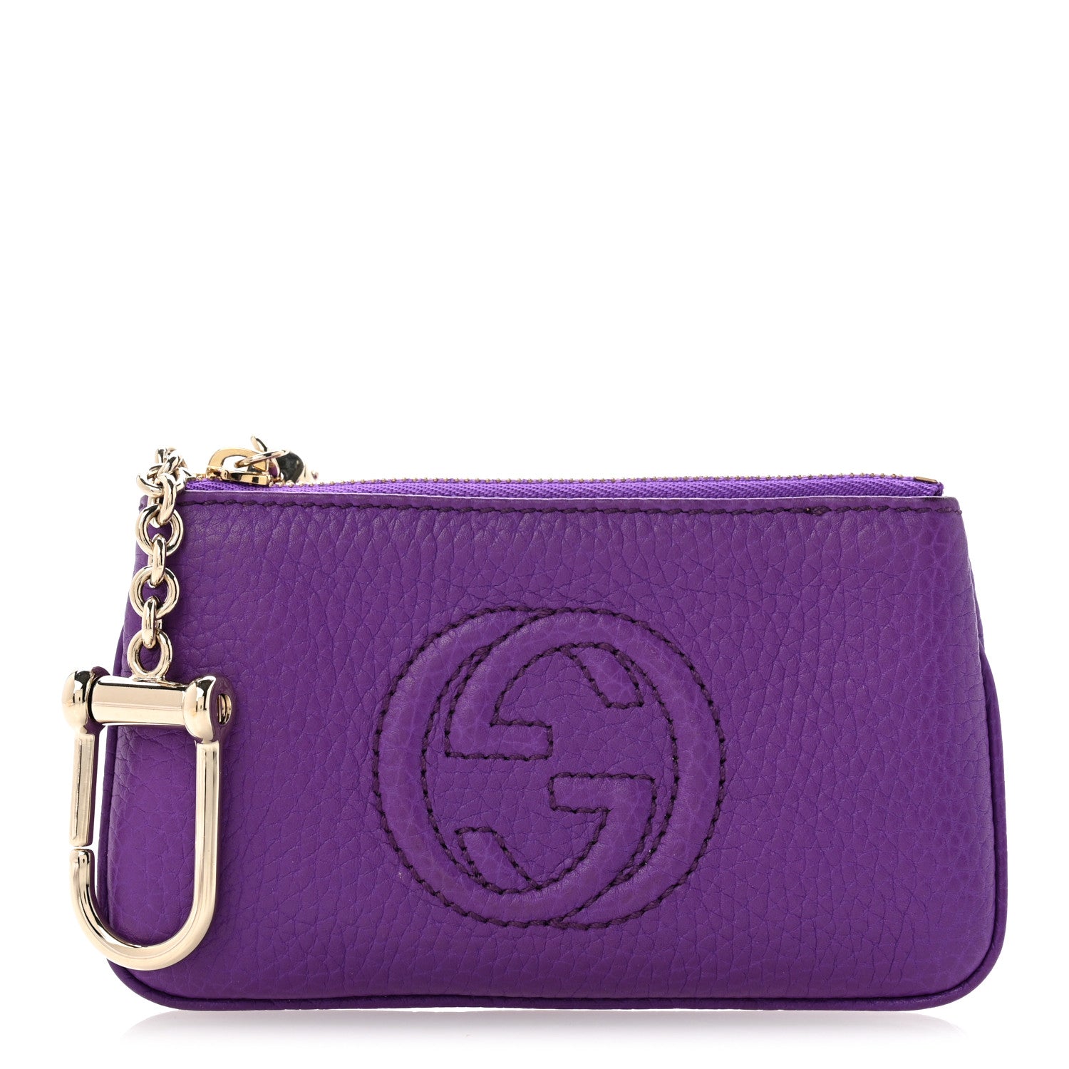 Gucci Pebbled Calfskin Soho Key Case Purple 1 of 9