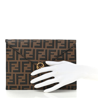 Fendi Vitello Soft F is Fendi Bi-Color FF 1974 Embossed Envelope Pouch Maya Black 2 of 8
