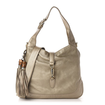 Gucci Metallic Pebbled Calfskin Medium New Jackie Shoulder Bag Gold 1 of 10