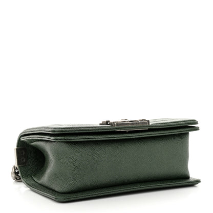 Chanel Caviar Chevron Quilted Small Boy Flap Green 4 of 11