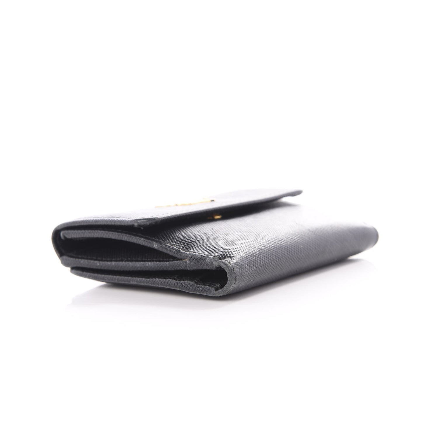 Saffiano Metal Flap Compact Wallet Black