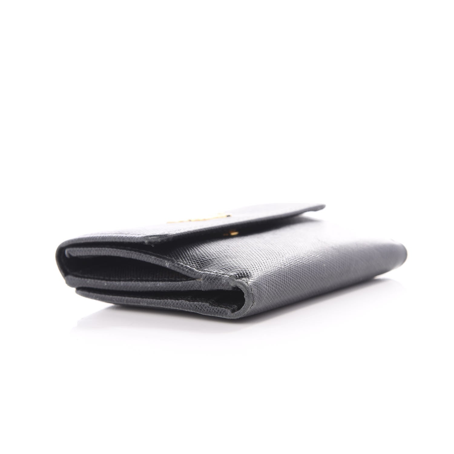 Prada Saffiano Metal Flap Compact Wallet Black 7 of 8
