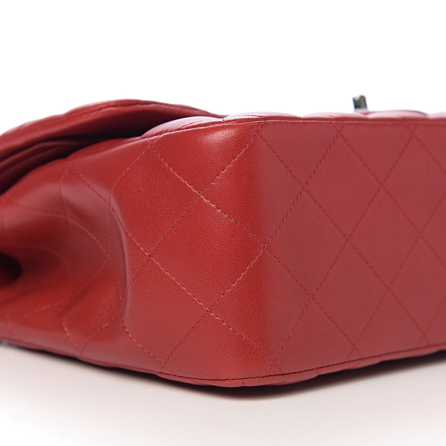 Lambskin Quilted Jumbo Double Flap Red