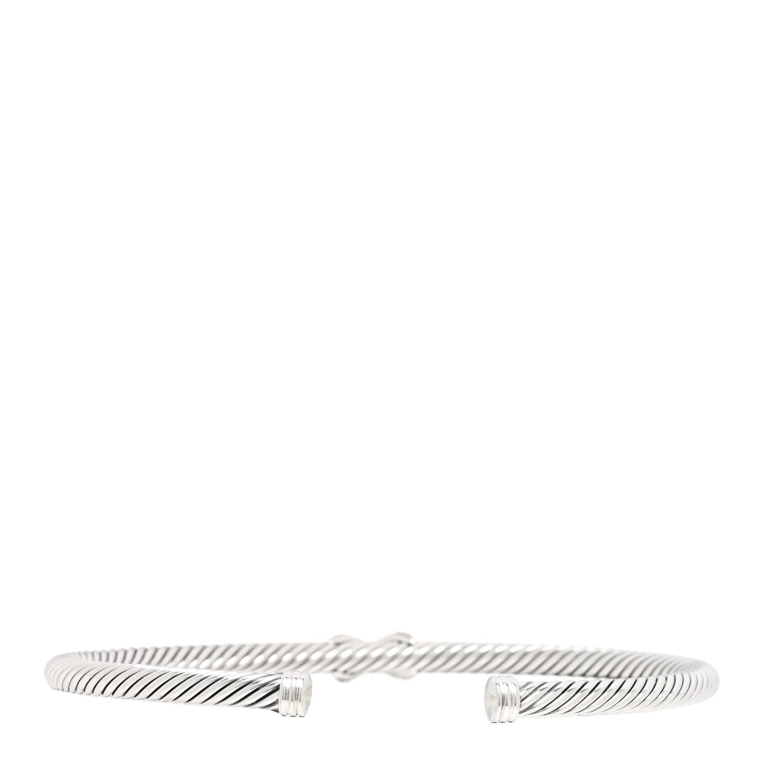 David Yurman Sterling Silver Diamond 4mm X Cable Bracelet 2 of 3