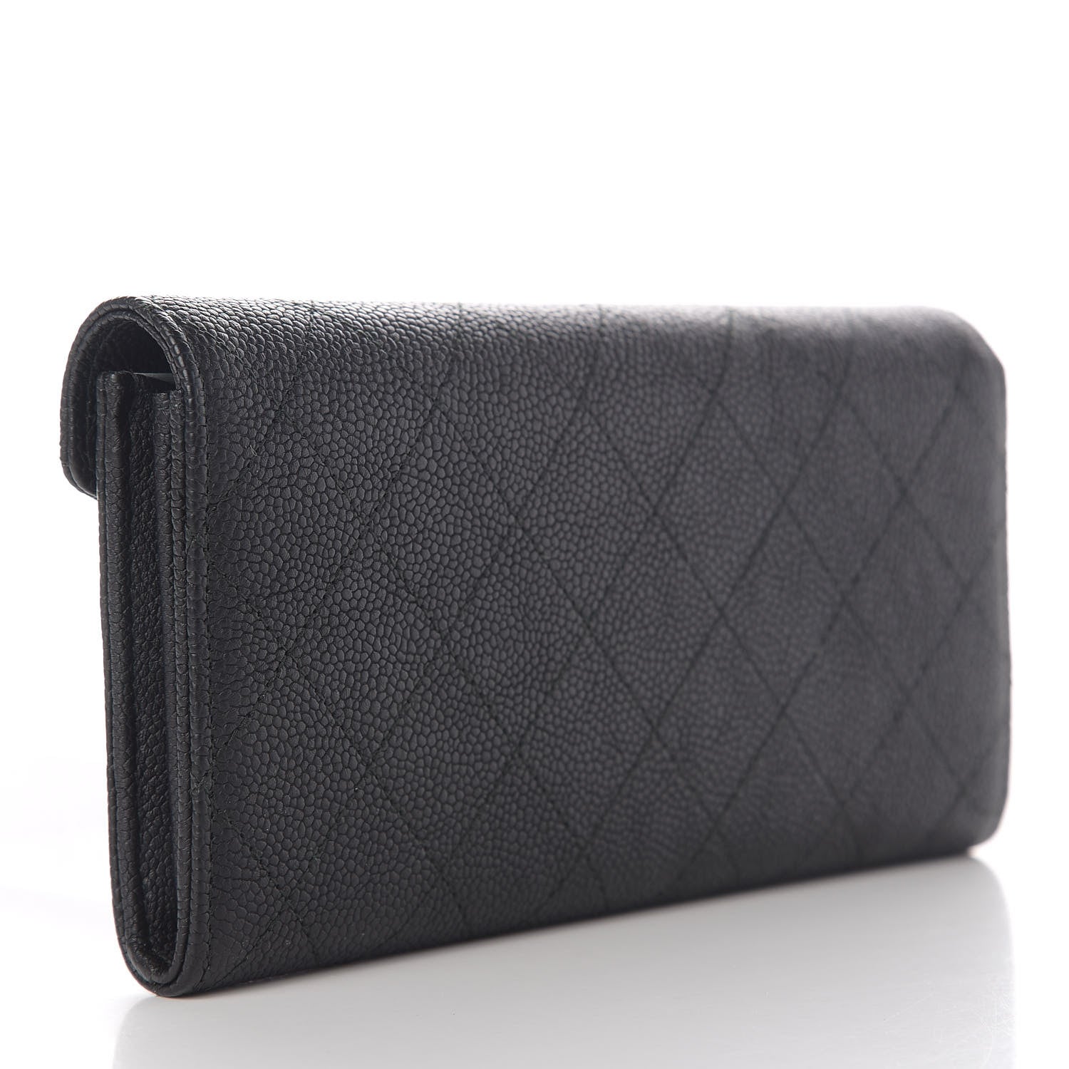 Chanel Caviar Quilted CC Box Gusset Flap Wallet Black Navy 3 of 14