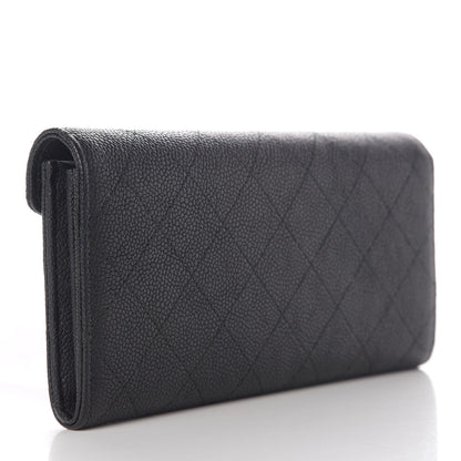 Chanel Caviar Quilted CC Box Gusset Flap Wallet Black Navy 3 of 14