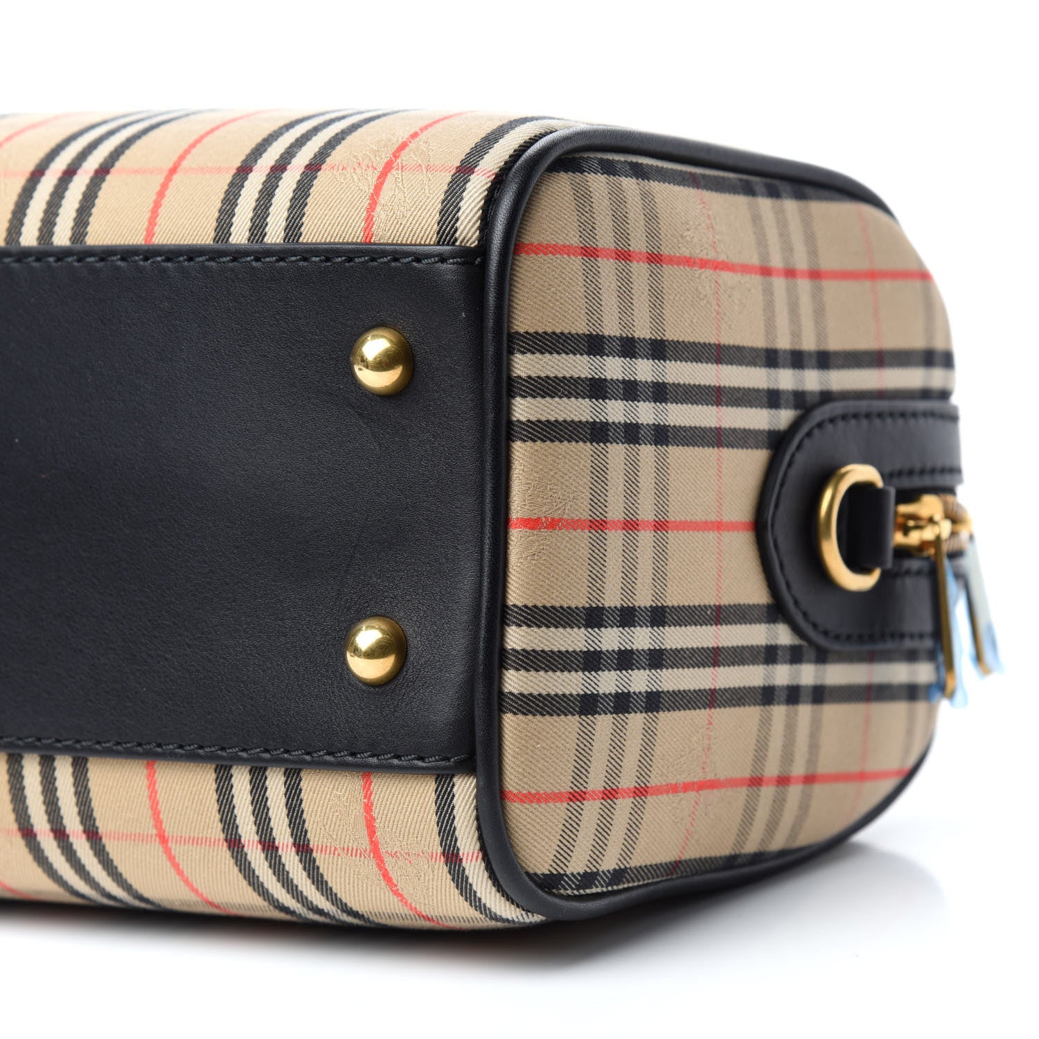 Burberry Smooth Calfskin 1983 Knight Check Link Bowling Bag Black 7 of 10
