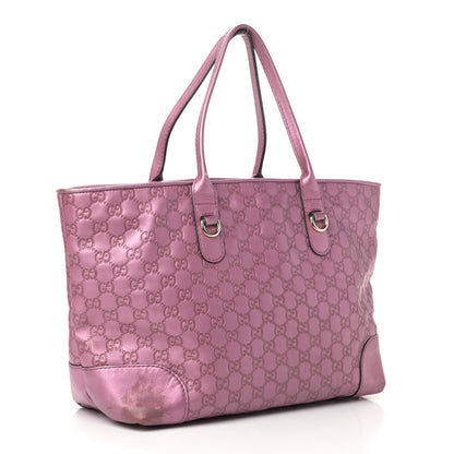 Gucci Metallic Soft Guccissima Large Heart Bit Charm Top Handle Tote Fresia Rose 2 of 22