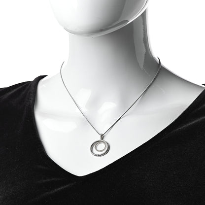 David Yurman Sterling Silver Diamond Mobile Circle Pendant Necklace 2 of 5