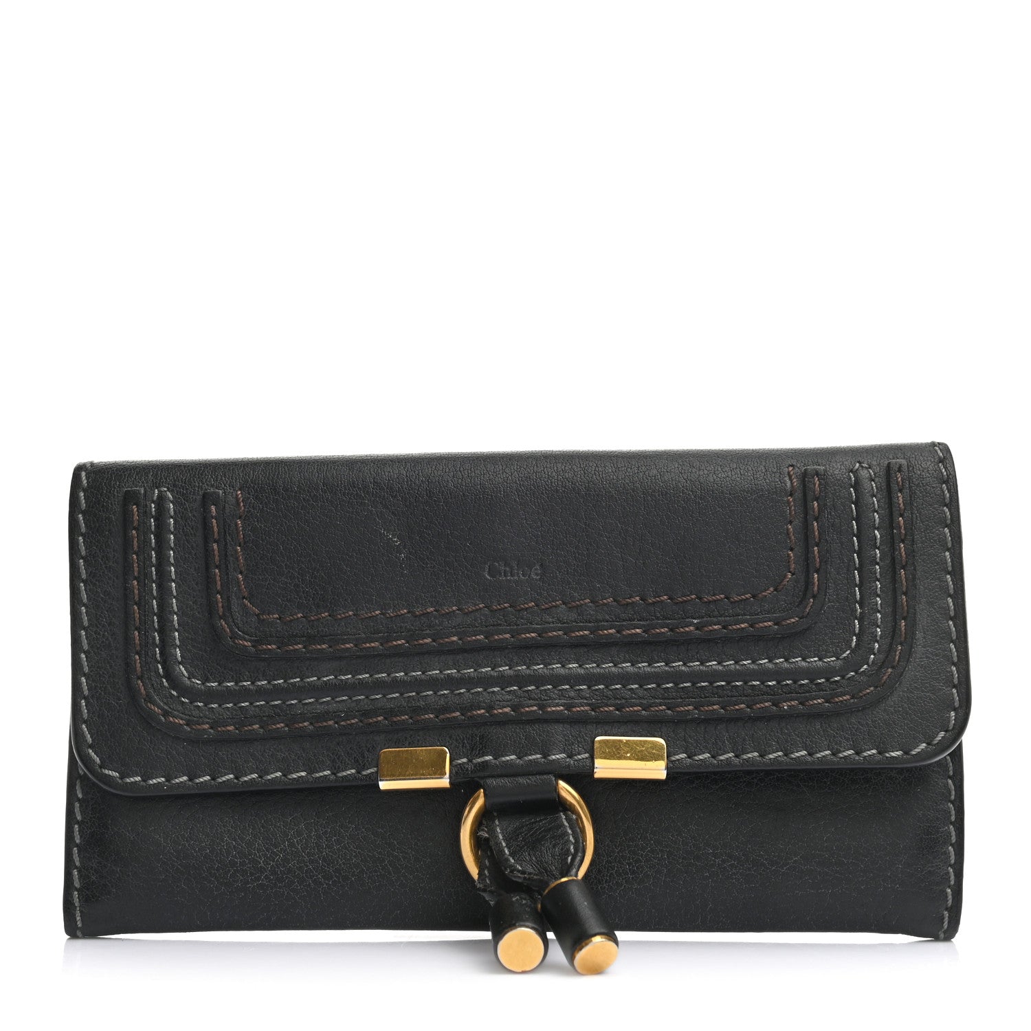 Chloe Calfskin Marcie Continental Flap Wallet Black 1 of 8