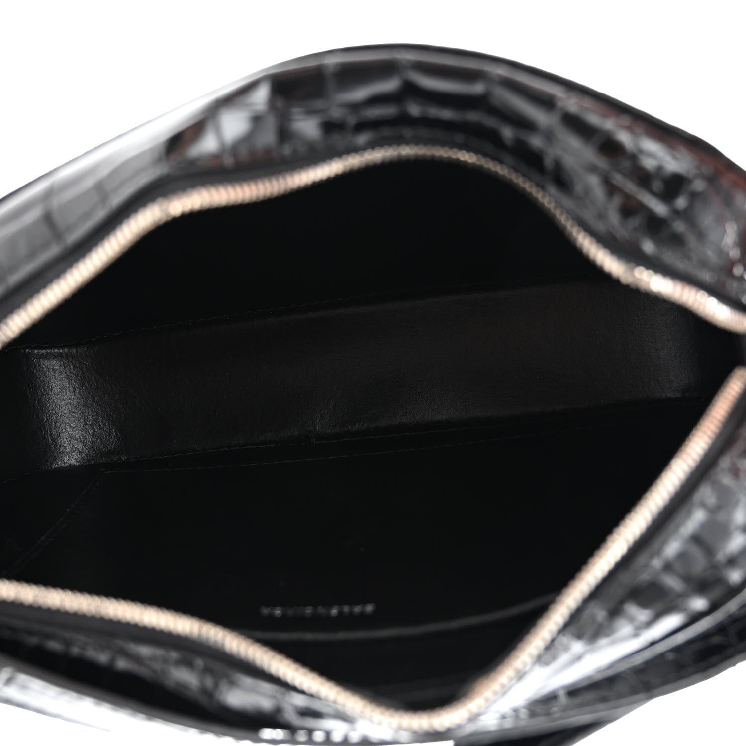 Balenciaga Shiny Calfskin Logo Crocodile Embossed S Everyday Camera Bag with Handle Black 5 of 10