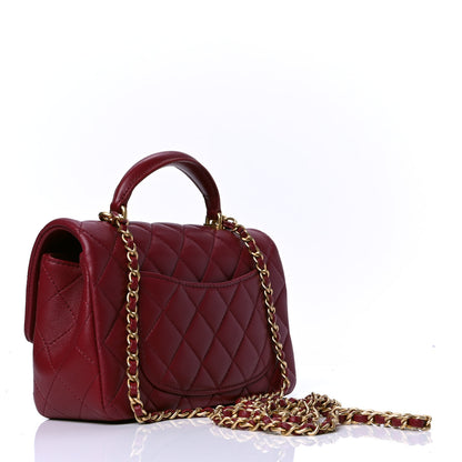 Chanel Lambskin Quilted Mini Top Handle Rectangular Flap Burgundy 2 of 4