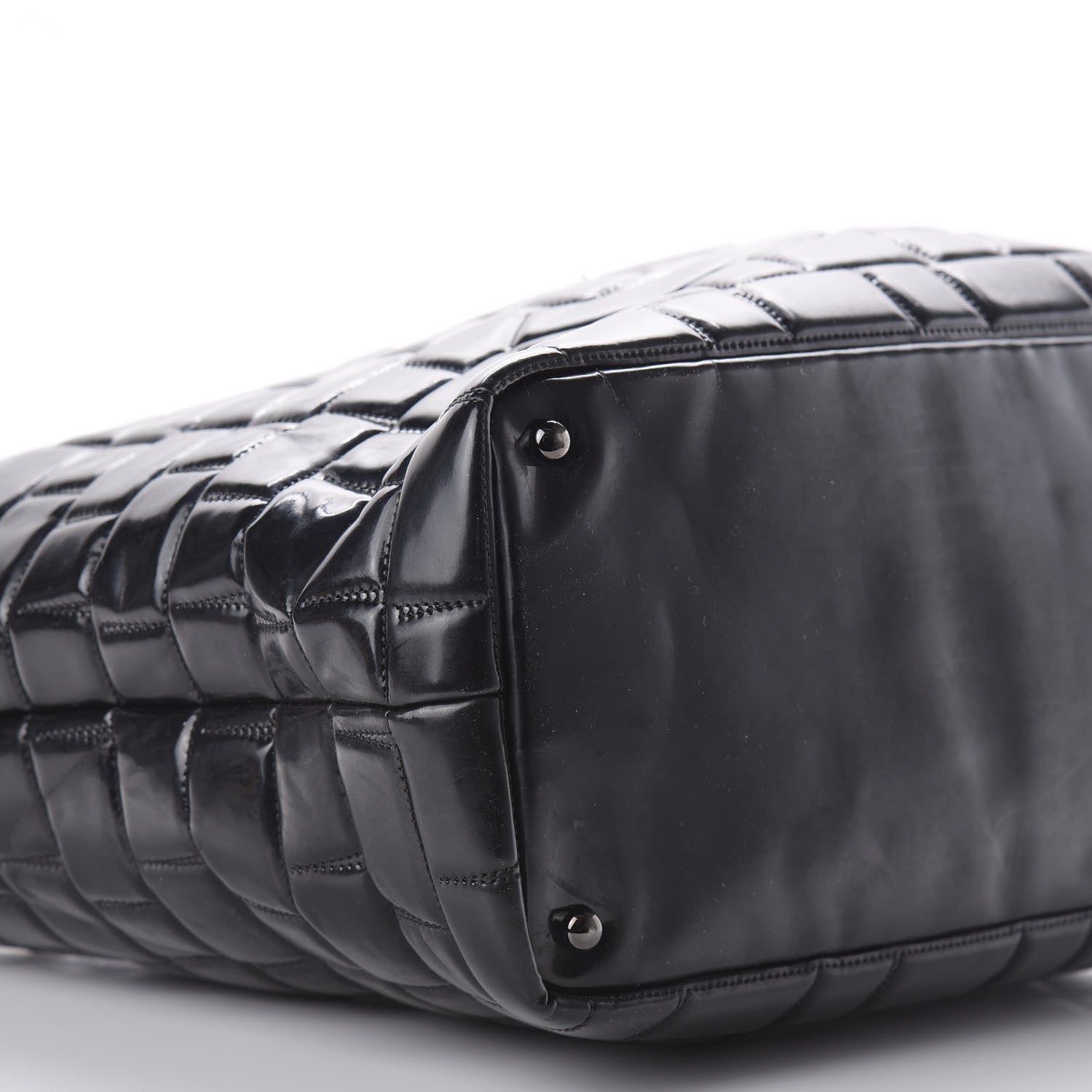 Chanel Vinyl Quilted Frozen Shopping Tote Black 6 of 12
