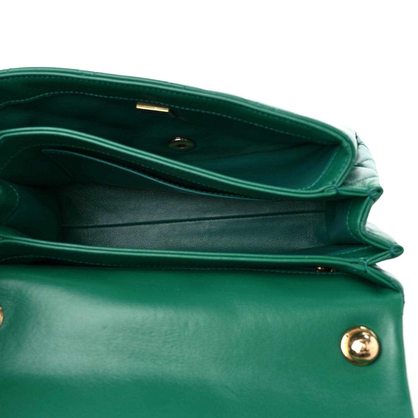 Lambskin Quilted Medium Color Match Flap Green