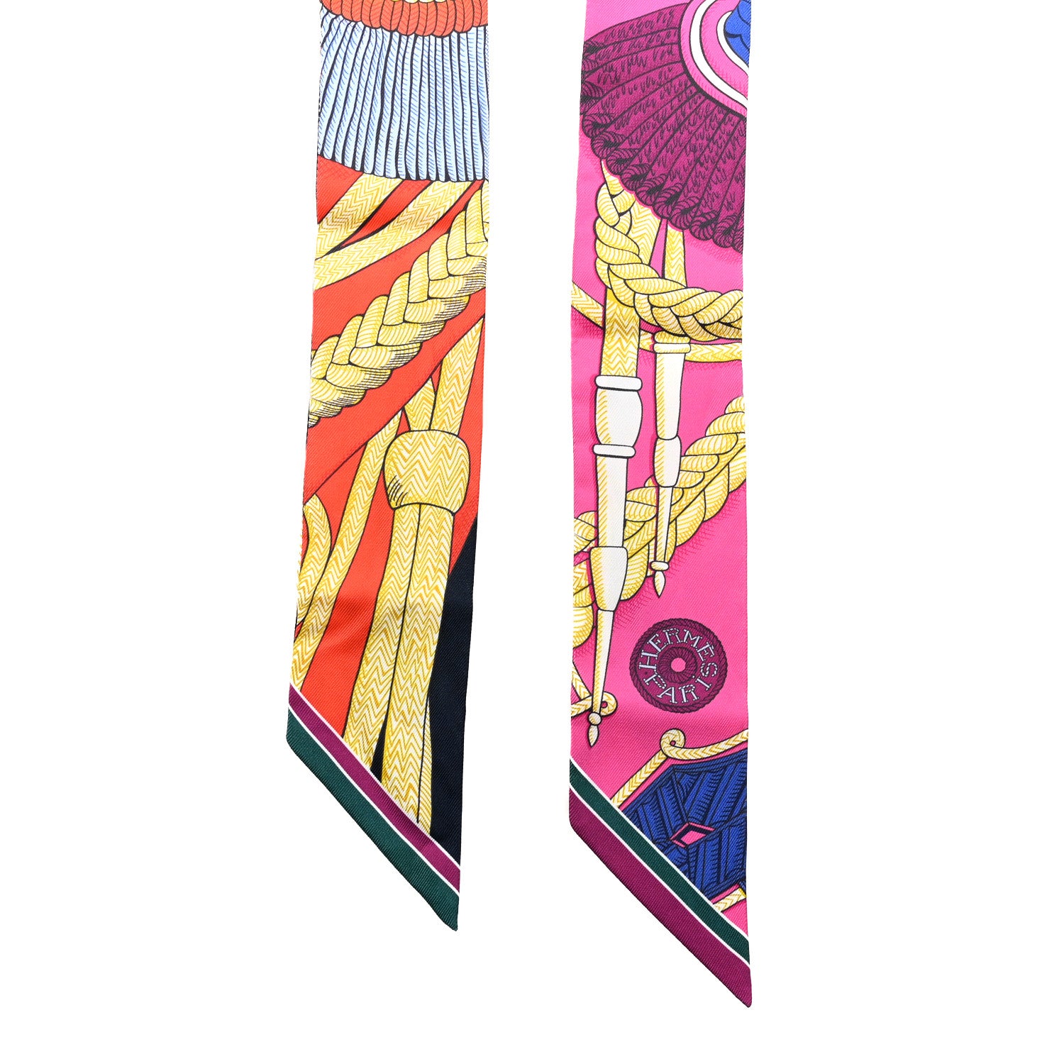 Hermes Silk Zouaves Et Dragons Twilly Rose Orange Multicolor 2 of 4