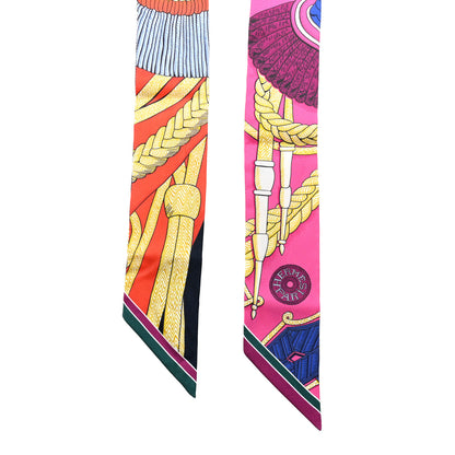Hermes Silk Zouaves Et Dragons Twilly Rose Orange Multicolor 2 of 4