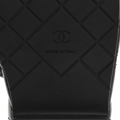Chanel Lambskin Quilted CC Mules Wedge Sandals 40 Black 8 of 10