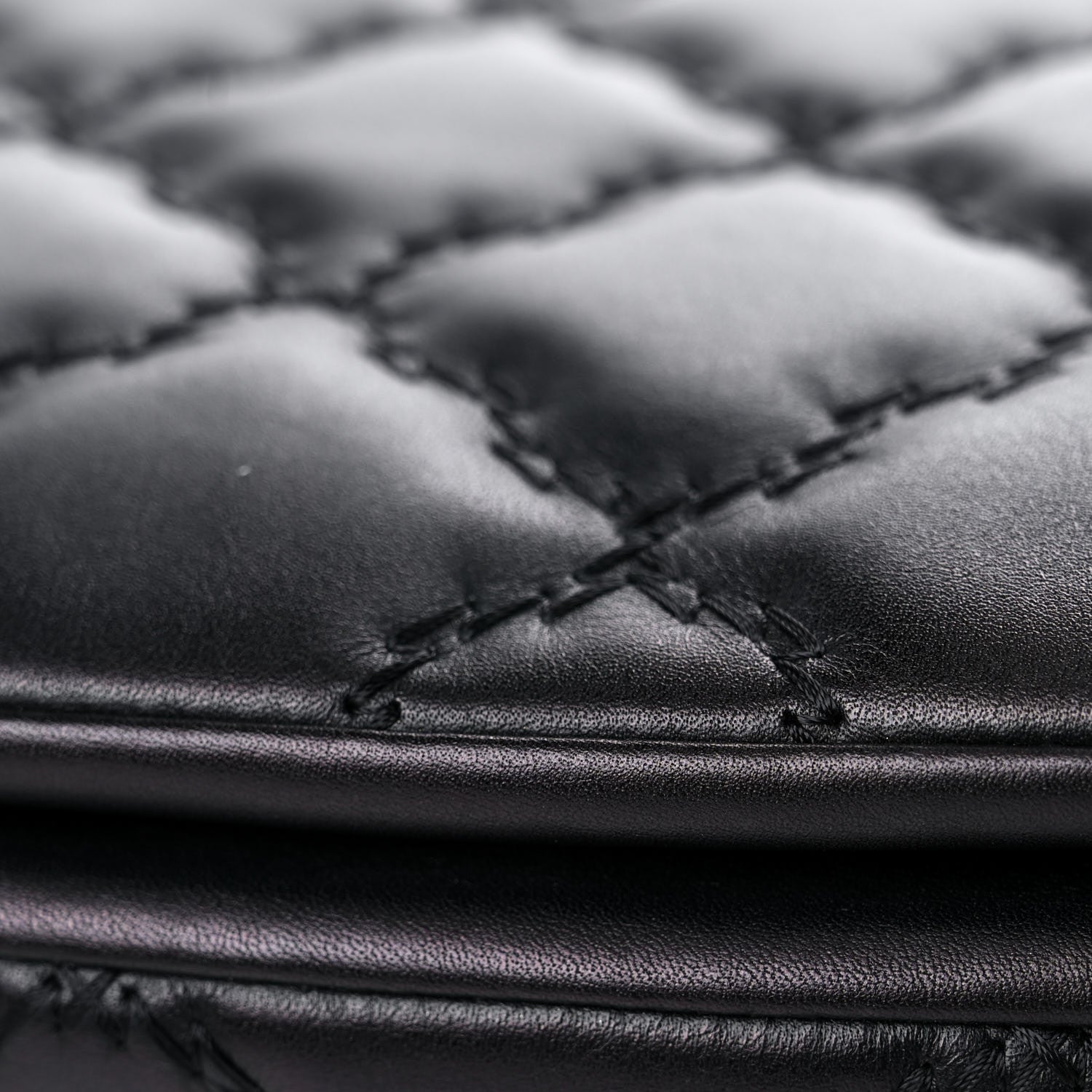 Chanel Calfskin Quilted Double Stitch Hamptons Clutch with Chain Black 12 of 13