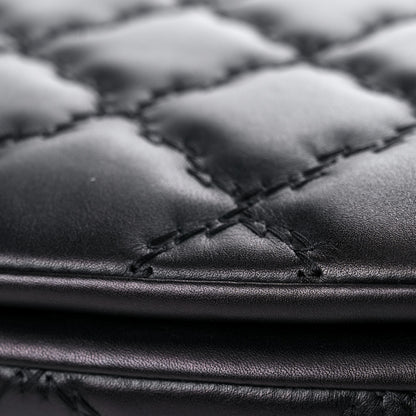 Chanel Calfskin Quilted Double Stitch Hamptons Clutch with Chain Black 12 of 13