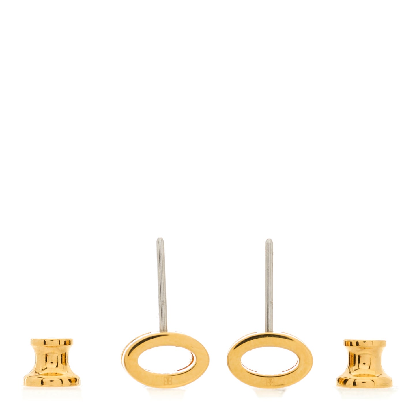 Gold Lacquered Mini Pop H Earrings Black