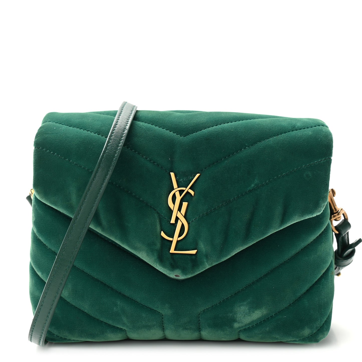 Velvet Y Quilted Monogram Toy Loulou Chain Satchel Green