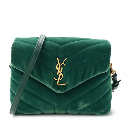 Saint Laurent Velvet Y Quilted Monogram Toy Loulou Chain Satchel Green 1 of 13