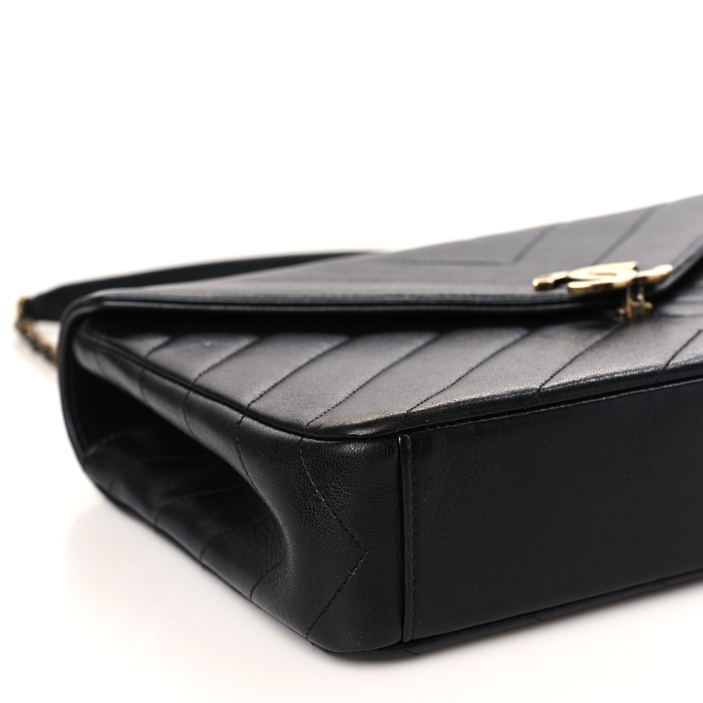 Lambskin Chevron Quilted Medium Envelope Flap Black
