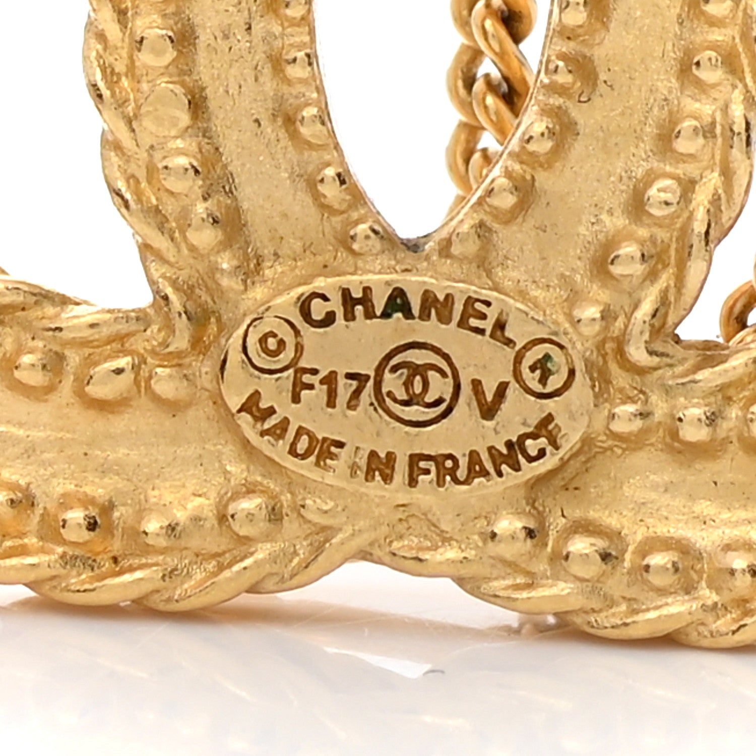 Chanel CC Drop Earrings Matte Gold 4 of 5