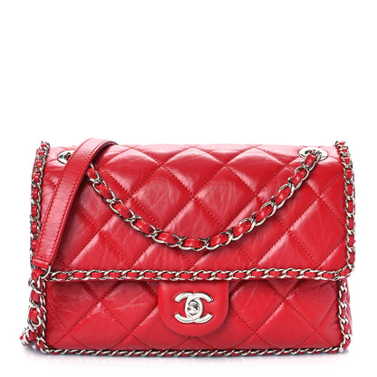 Chanel Crumpled Calfskin Medium Chain All Over Flap Red 1 of 9