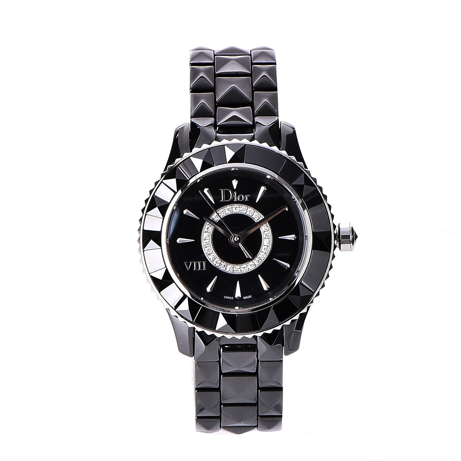 Christian Dior Stainless Steel Ceramic Diamond 28mm Dior VIII Quartz Watch Black 1 of 6