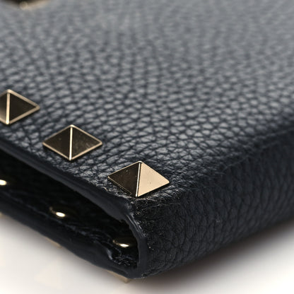 Valentino Garavani Grainy Calfskin Rockstud Coin Purse Card Holder Black 8 of 9