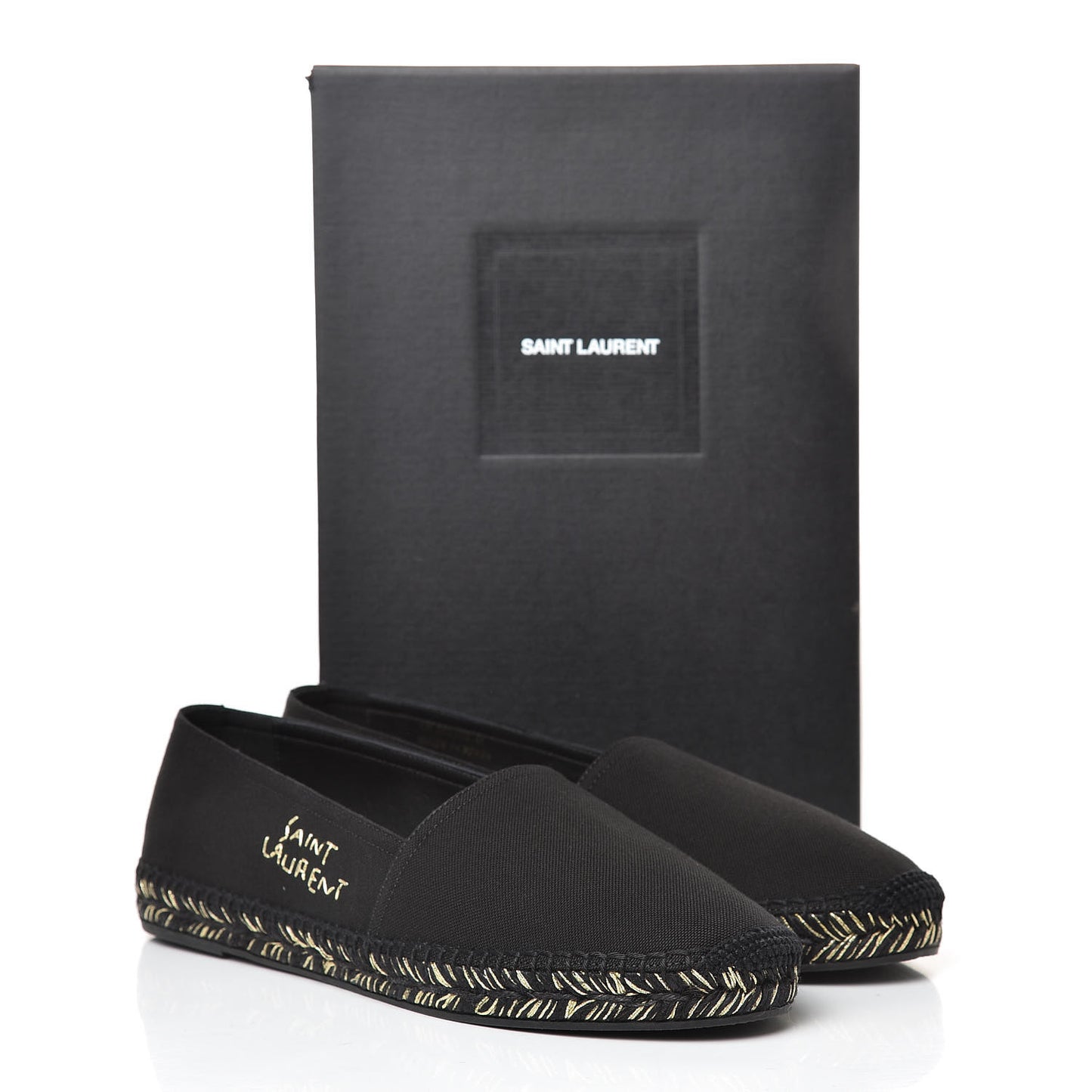 Canvas Logo Embroidered Espadrilles 41 Black
