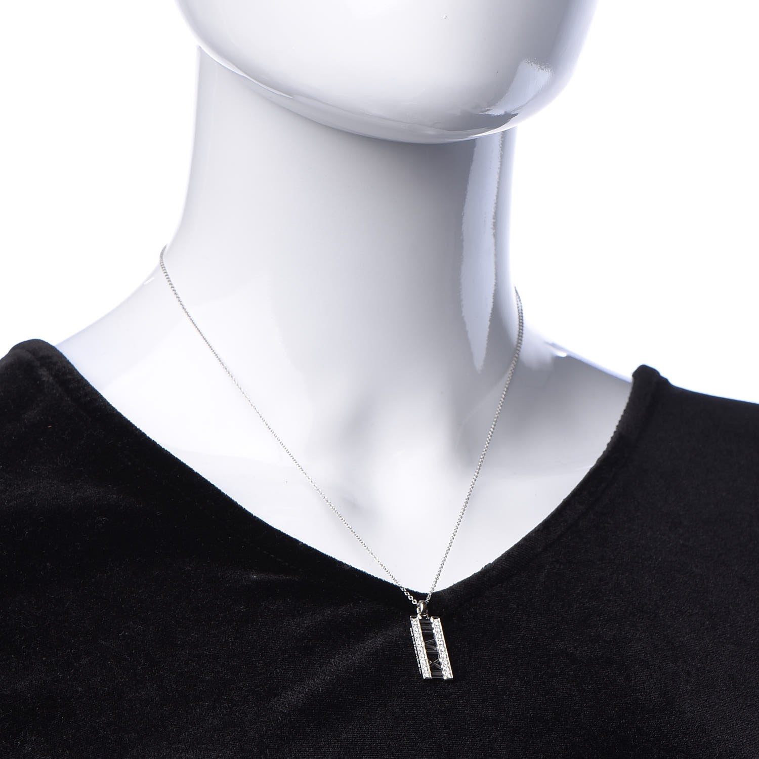 Tiffany 18K White Gold Diamond Atlas Bar Pendant Necklace 2 of 7