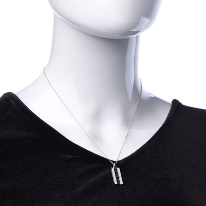 Tiffany 18K White Gold Diamond Atlas Bar Pendant Necklace 2 of 7