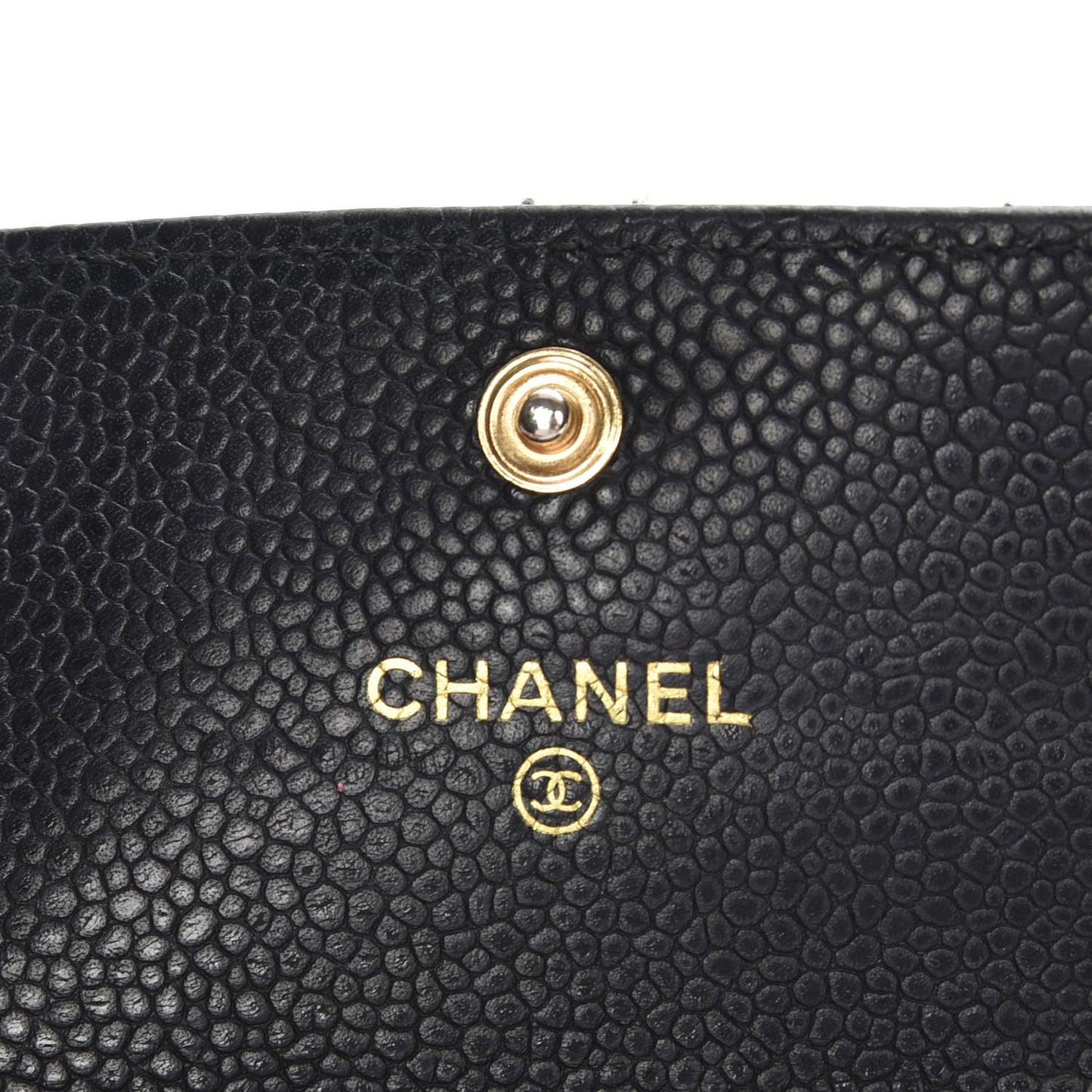Caviar Quilted Flap Card Holder Black