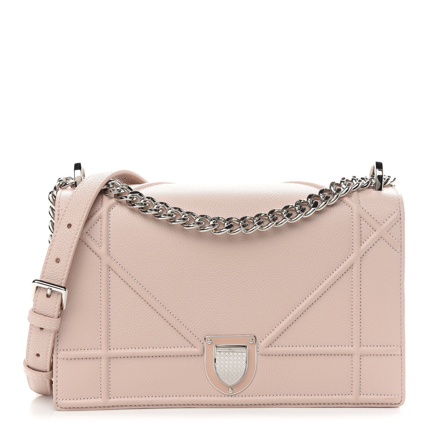 Grained Calfskin Cannage Medium Diorama Flap Bag Rose Poudre