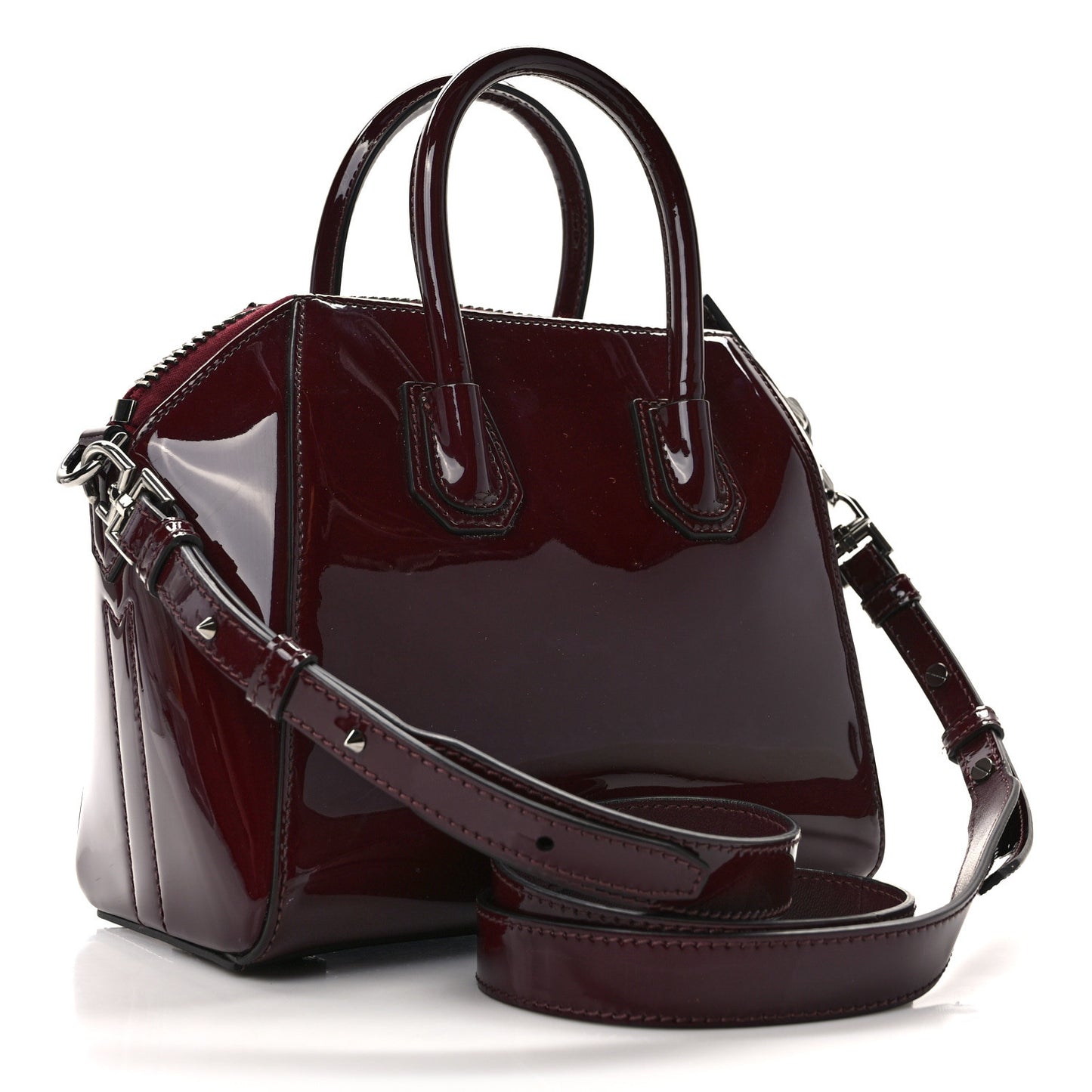 Patent Calfskin Mini Antigona Burgundy