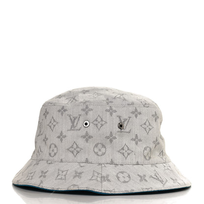 Louis Vuitton Monogram Denim Transformable Bob Bucket Hat 60 White Blue 5 of 14