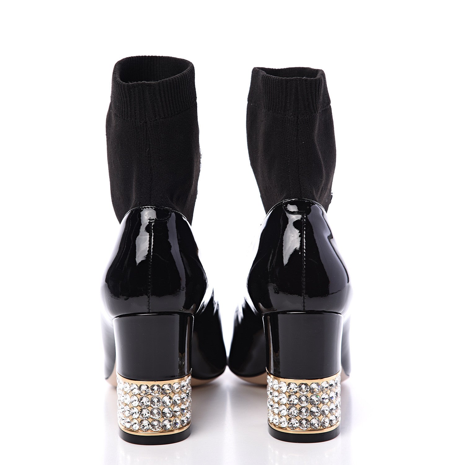 Gucci Patent Calfskin Candy Sock Ankle Boots 37 Black 5 of 10