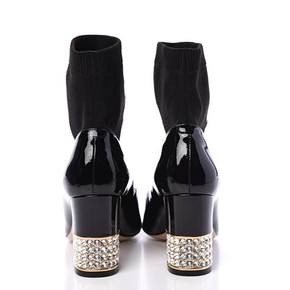 Gucci Patent Calfskin Candy Sock Ankle Boots 37 Black 5 of 10