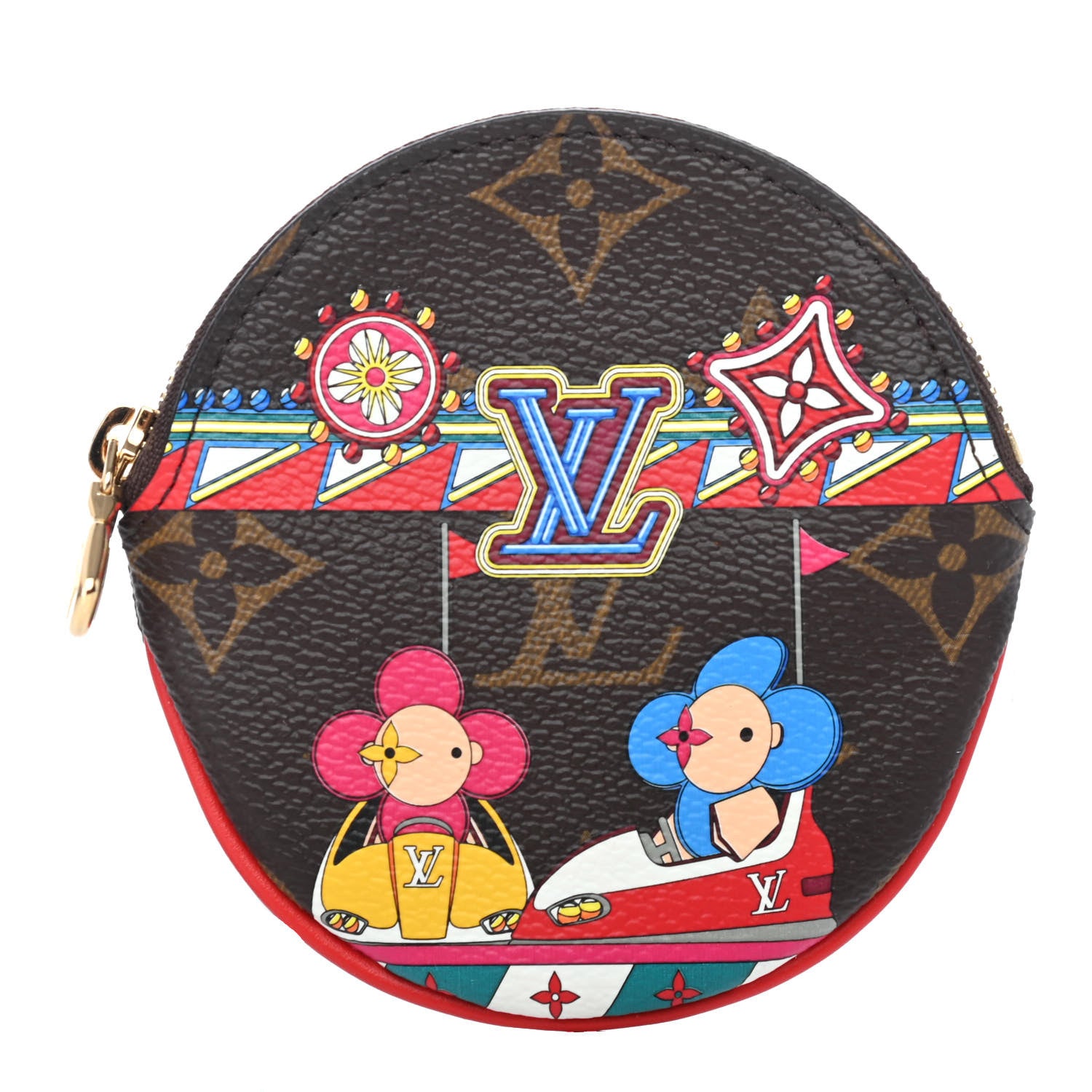 Louis Vuitton Monogram 2020 Christmas Animation Bumper Cars Round Coin Purse Coquelicot 1 of 4