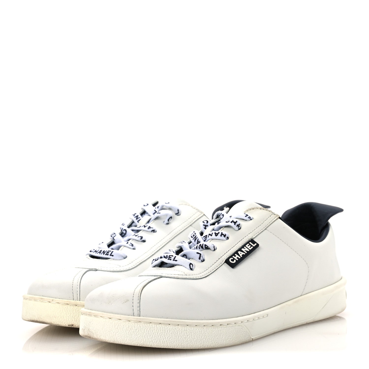 Chanel Calfskin Womens CC Sneakers 38.5 White 4 of 13