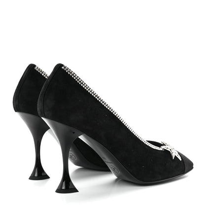 Chanel Suede Grosgrain Crystal Star Pumps 40 Black 4 of 8