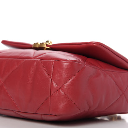 Chanel Shiny Goatskin Quilted Medium Chanel 19 Flap Dark Pink 7 of 11