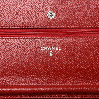 Chanel Caviar Quilted Wallet on Chain WOC Red 6 of 12